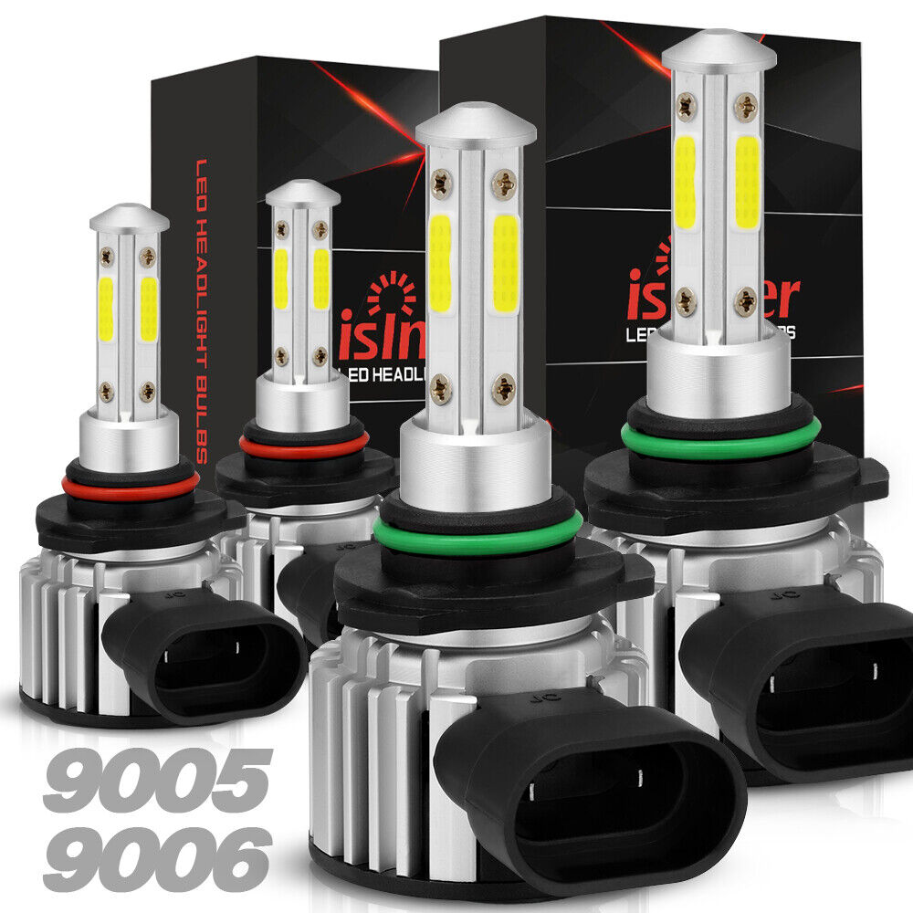 4SIDE LED Headlight High Low Beam Bulbs 9005 9006 Combo 6000K Clear Cool White