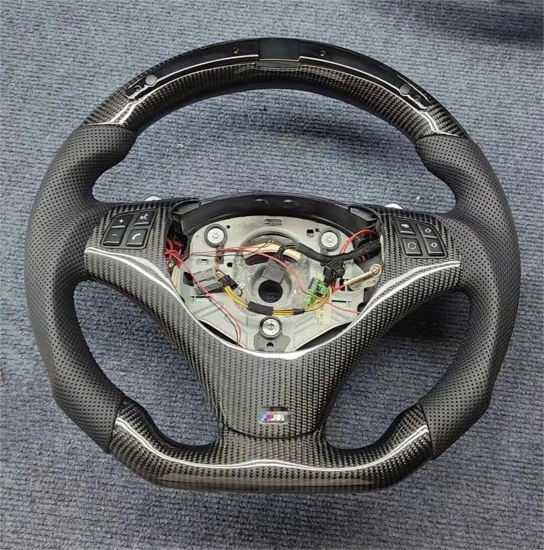 Real Carbon Fiber  Steering Wheel w/ LED Paddle Shifters - BMW E90 E92 E93 M3