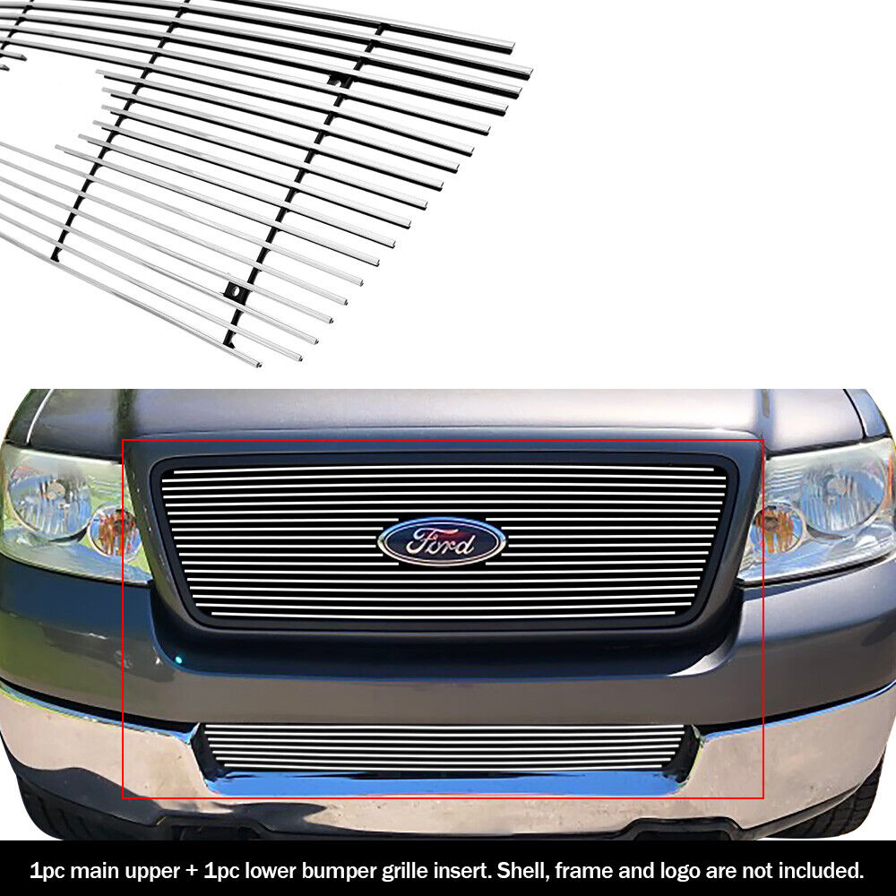 Fits 2004-2005 Ford F-150 Honeycomb Style Aluminum Billet Grille Combo