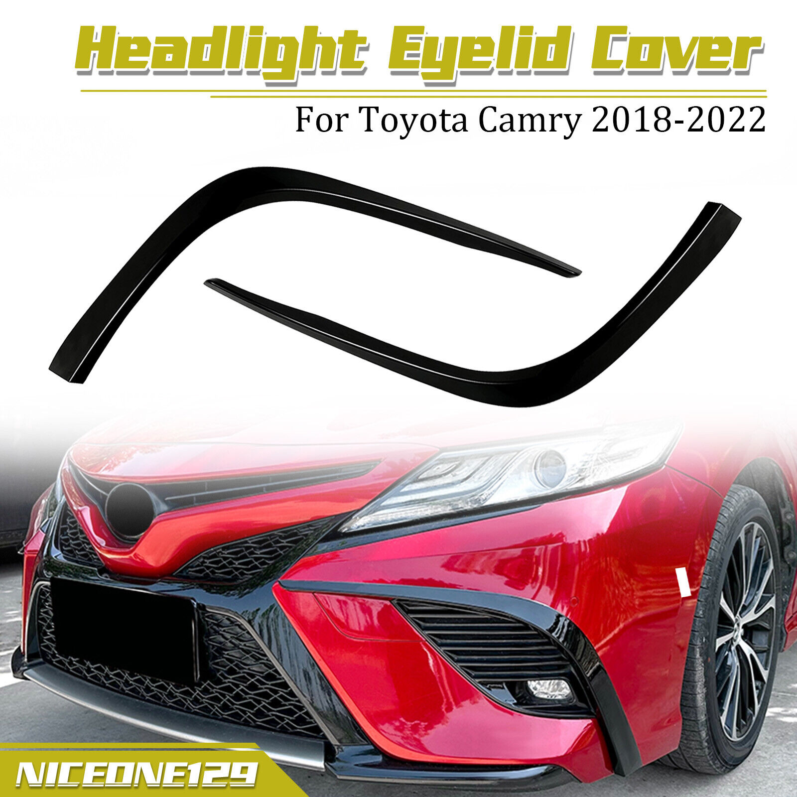 Gloss Black Front Bumper Fog Light Trim Cover For Toyota Camry SE XSE 2018-2022