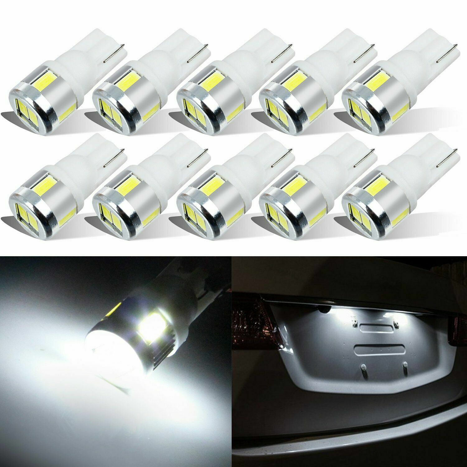 JDM ASTAR 10x 194 LED License Door Courtesy Side Marker Tail Light Bulbs White