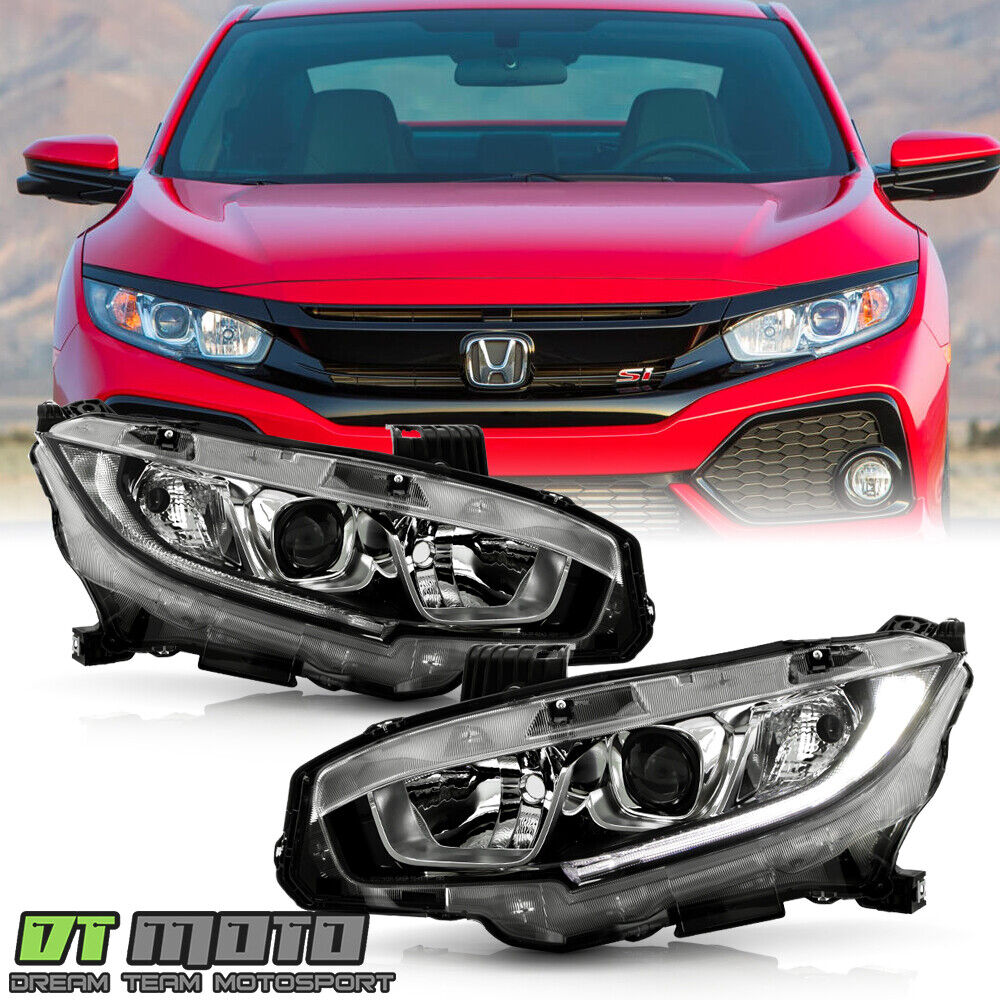 For 2016-2021 Honda Civic Halogen Type Projector Headlights Headlamps Left+Right