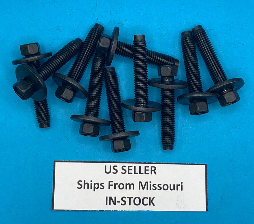 (QTY 10) M8-1.25 x 42mm Hex Head SEMS Dog Point Body Bolt for Ford N606692-S2