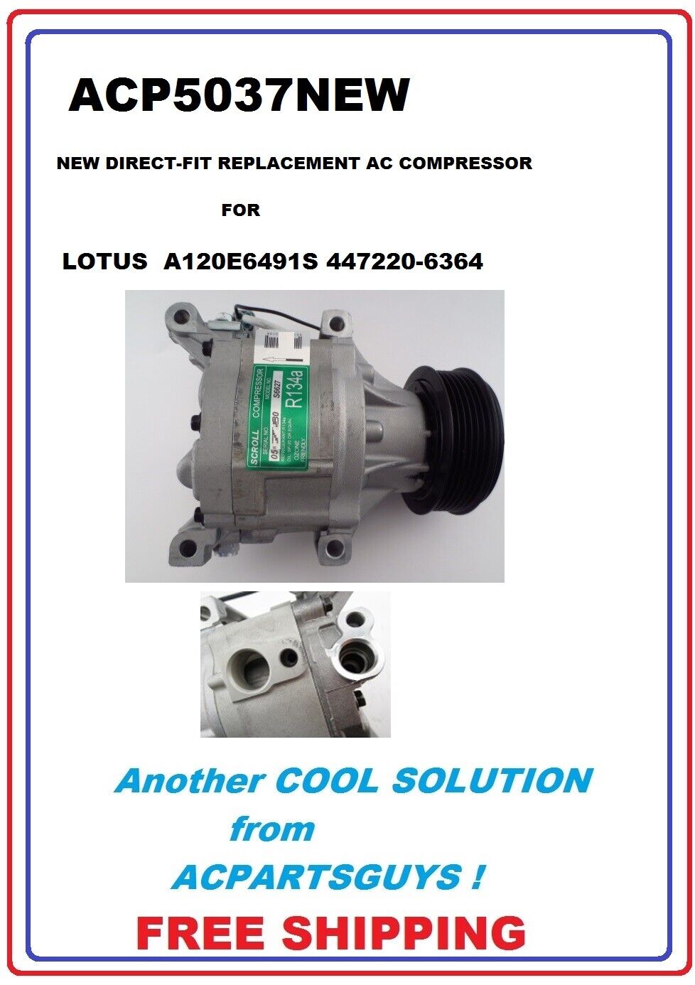 NEW Compressor FOR LOTUS A120E6491S Elise Exige SCSA06C