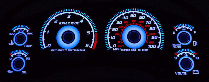 Blue Glow Gauge Face Overlay New For 98-04 Chevy S10 Truck / Blazer w Tach S-10
