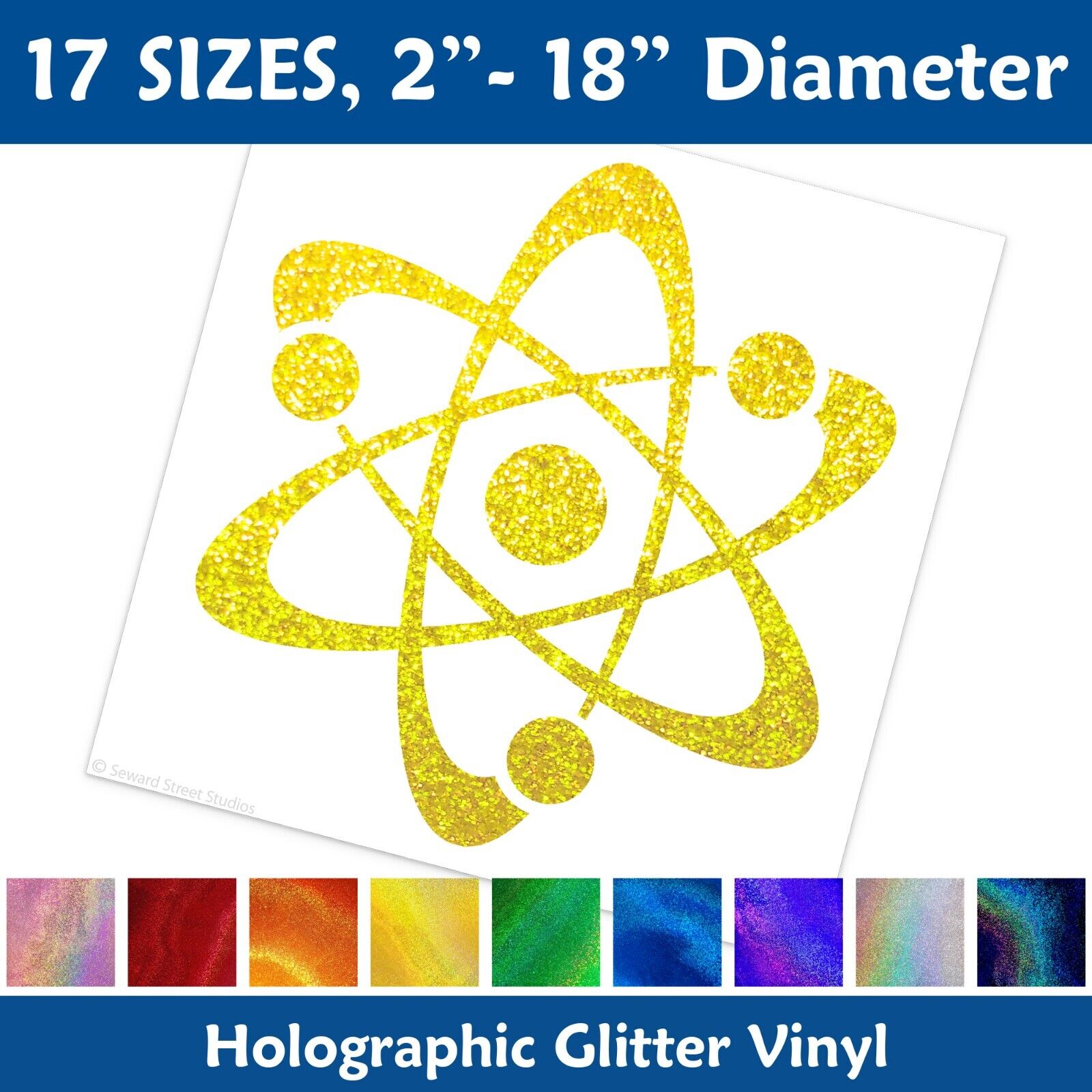 Atom Symbol Glitter Decal  #113G-SZ