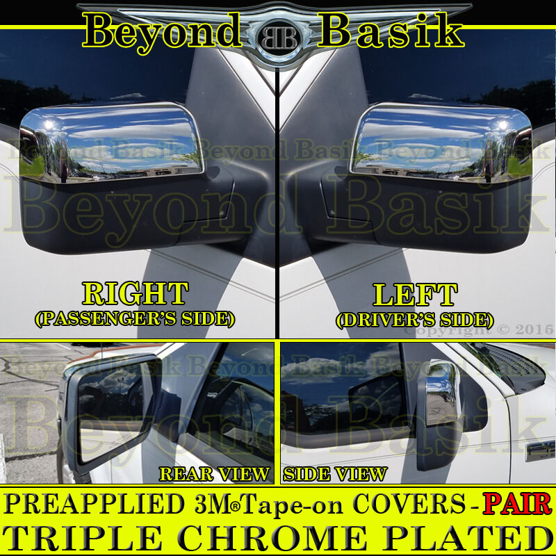 2004-2008 FORD F-150 F150 Triple Chrome HALF Mirror Covers Overlay POWER MIRRORS