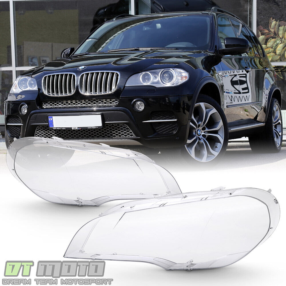 Left & Right Replacement 2007-2012 BMW E70 X5 Headlight Cover Lights Lamps Lens
