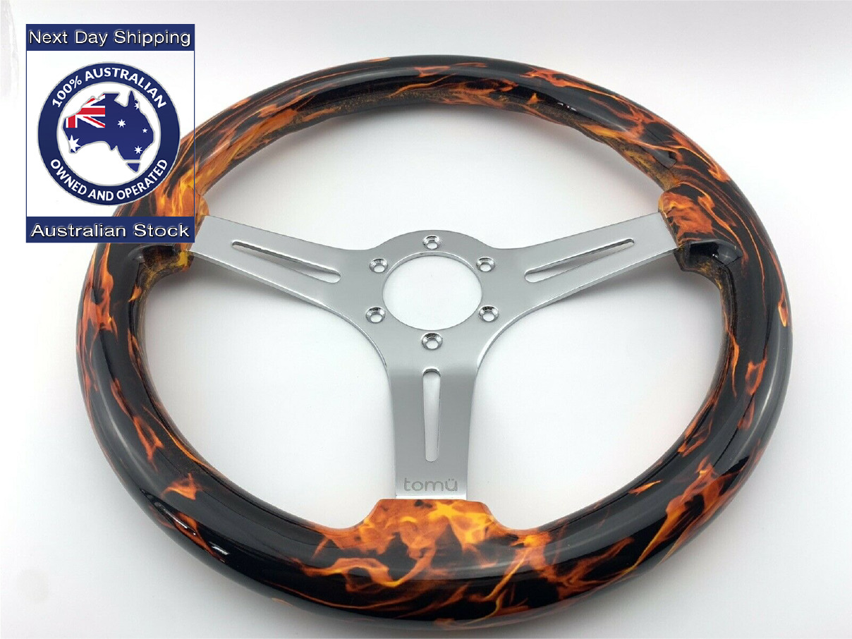 350mm Flaming Ninja Steering Wheel   - Fit 6 hole Hub Like Vertex Nardi Momo NRG