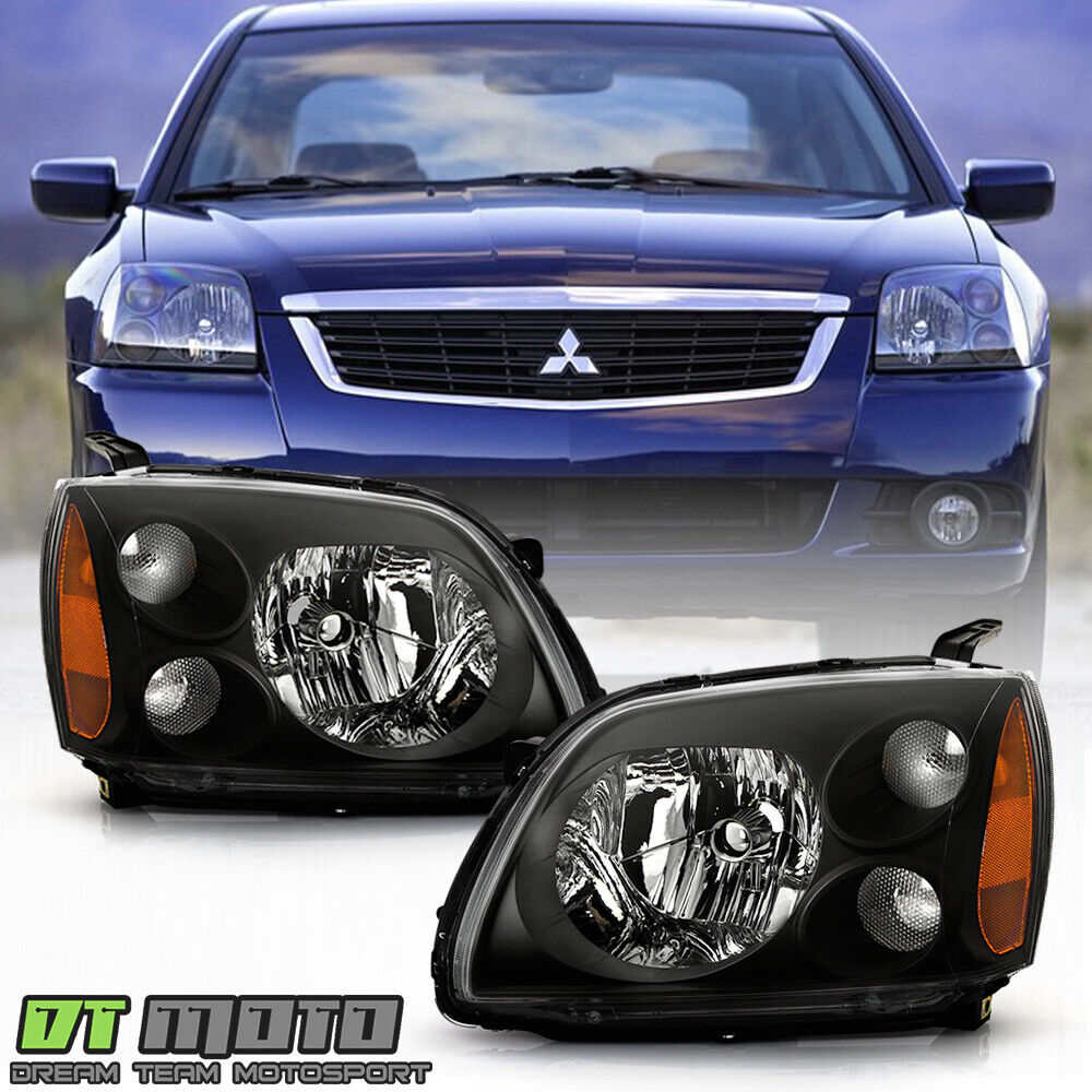 Black 2004-2012 Mitsubishi Galant Headlights Halogen Headlamps 04-12 Left+Right