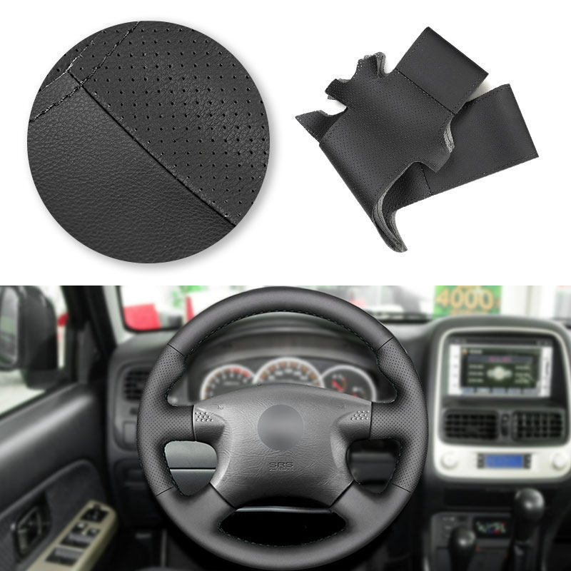 BLACK Soft Leather Steering Wheel Trim For Nissan Almera X-Trail Renault Samsung