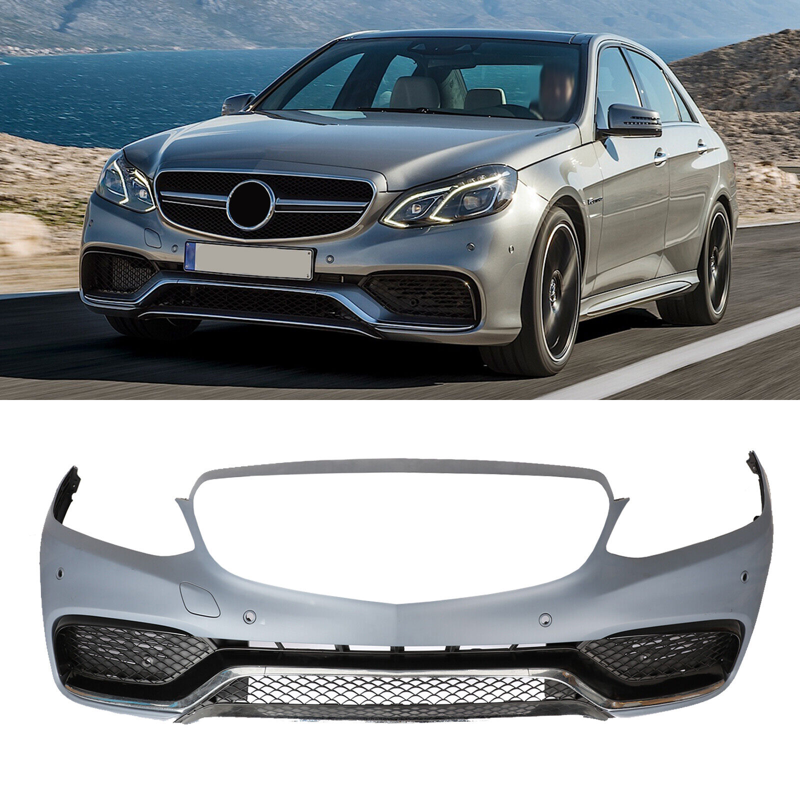 Fit 14-16 Benz W212 E-Class E63 AMG Style Front Bumper body kit W/ PDC Hole
