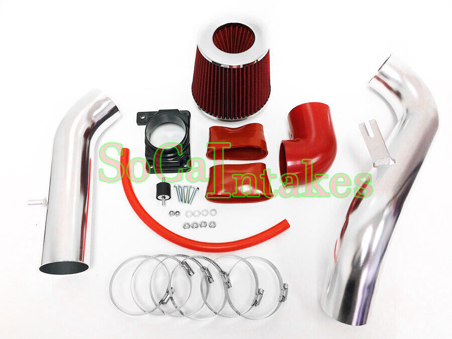 Red 2pc Cold Air Intake KIt & Filter For 1999-2003 Mitsubishi Galant 2.4L / 3.0