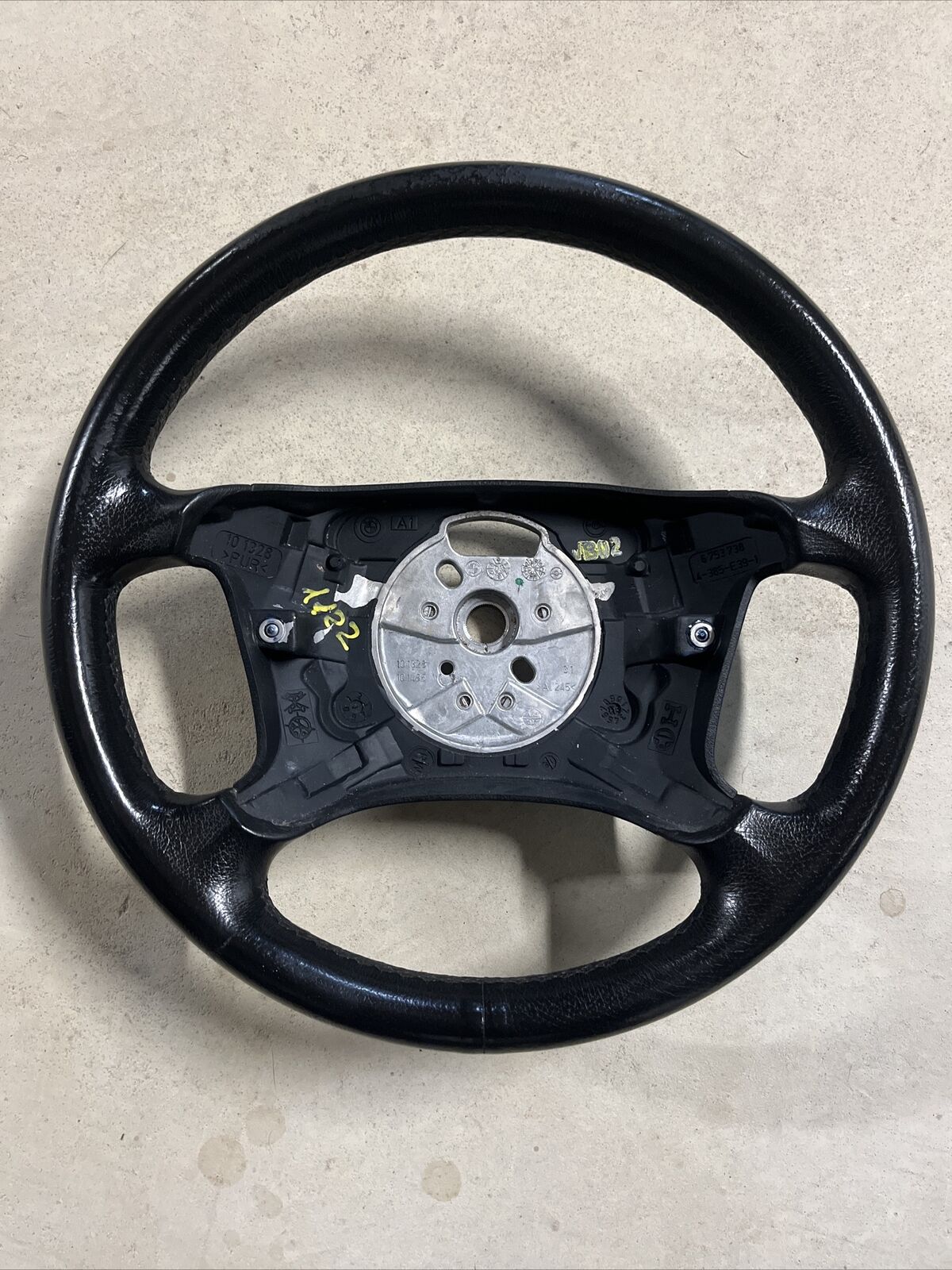 ‘01 - ‘03 E39 BMW 525i 530i Black Leather Wrap 4 Spoke Steering Wheel OEM