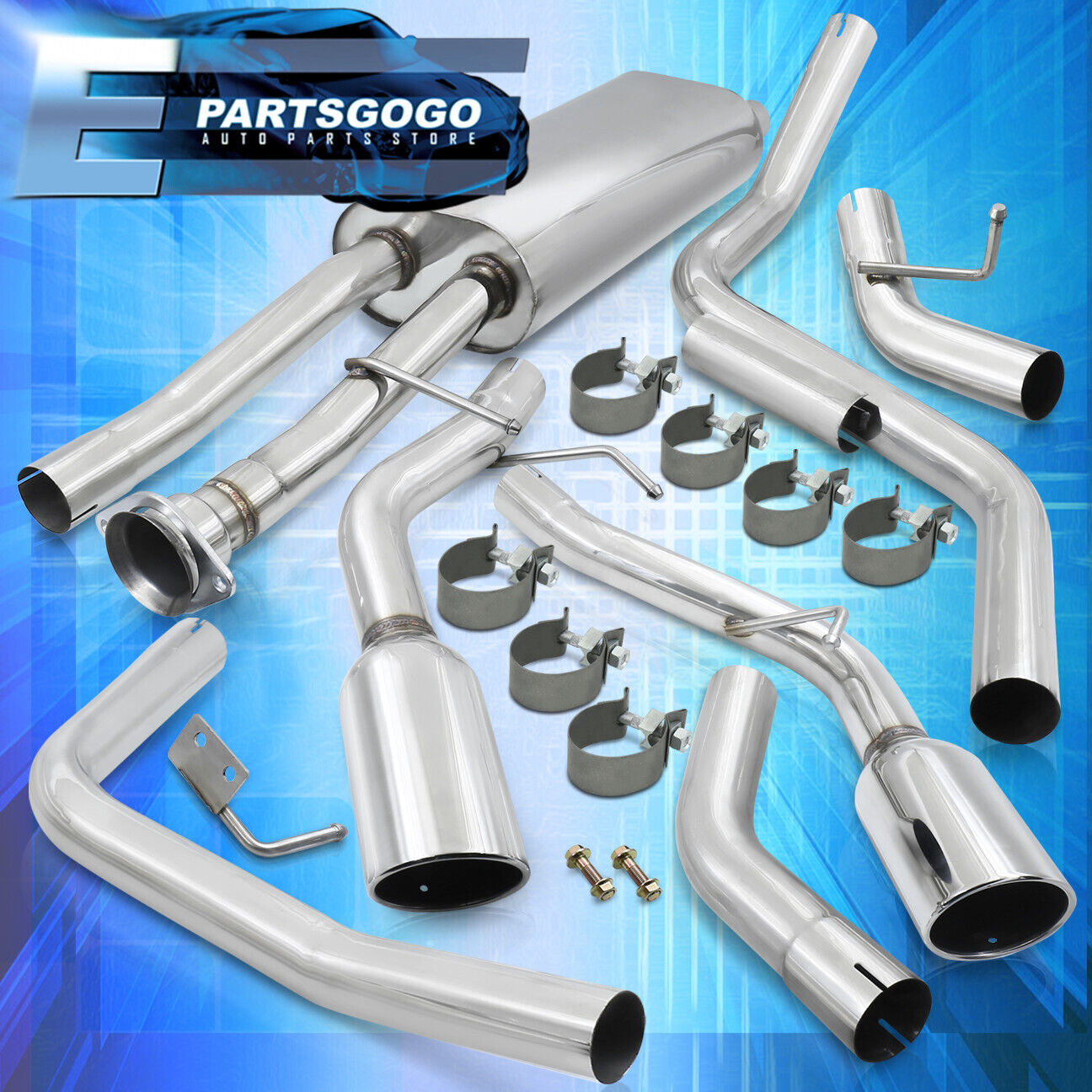 For 02-06 Cadillac Escalade Dual Catback Exhaust 65mm Piping + 4.25