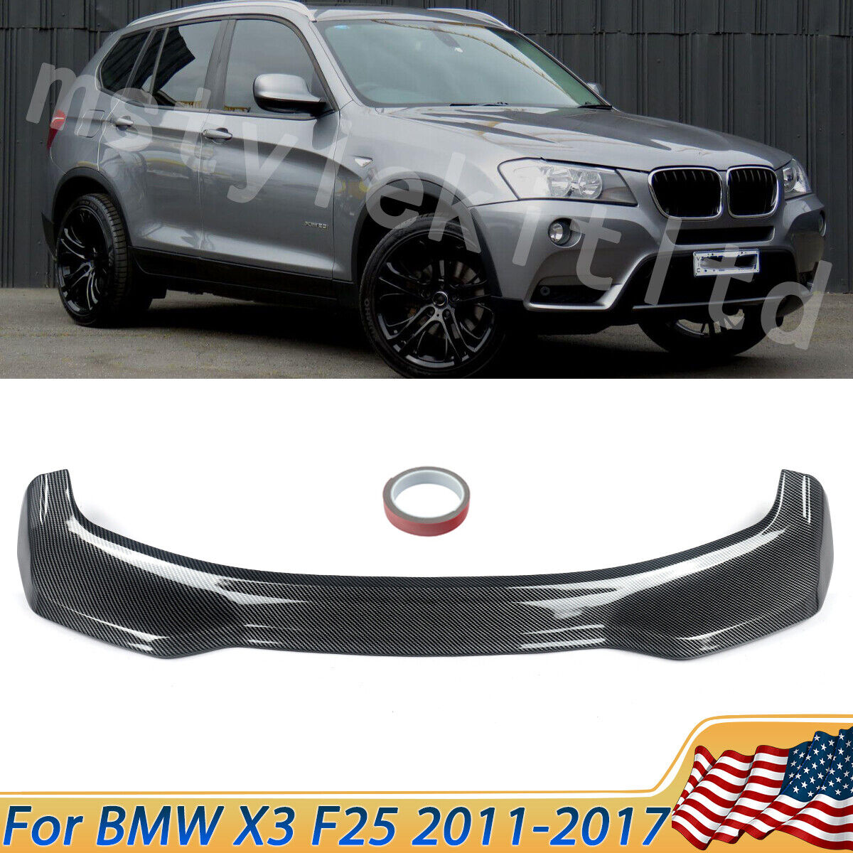 X3M Style Carbon Fiber Rear Trunk Spoiler Lip Wing For BMW X3 F25 2011-2017