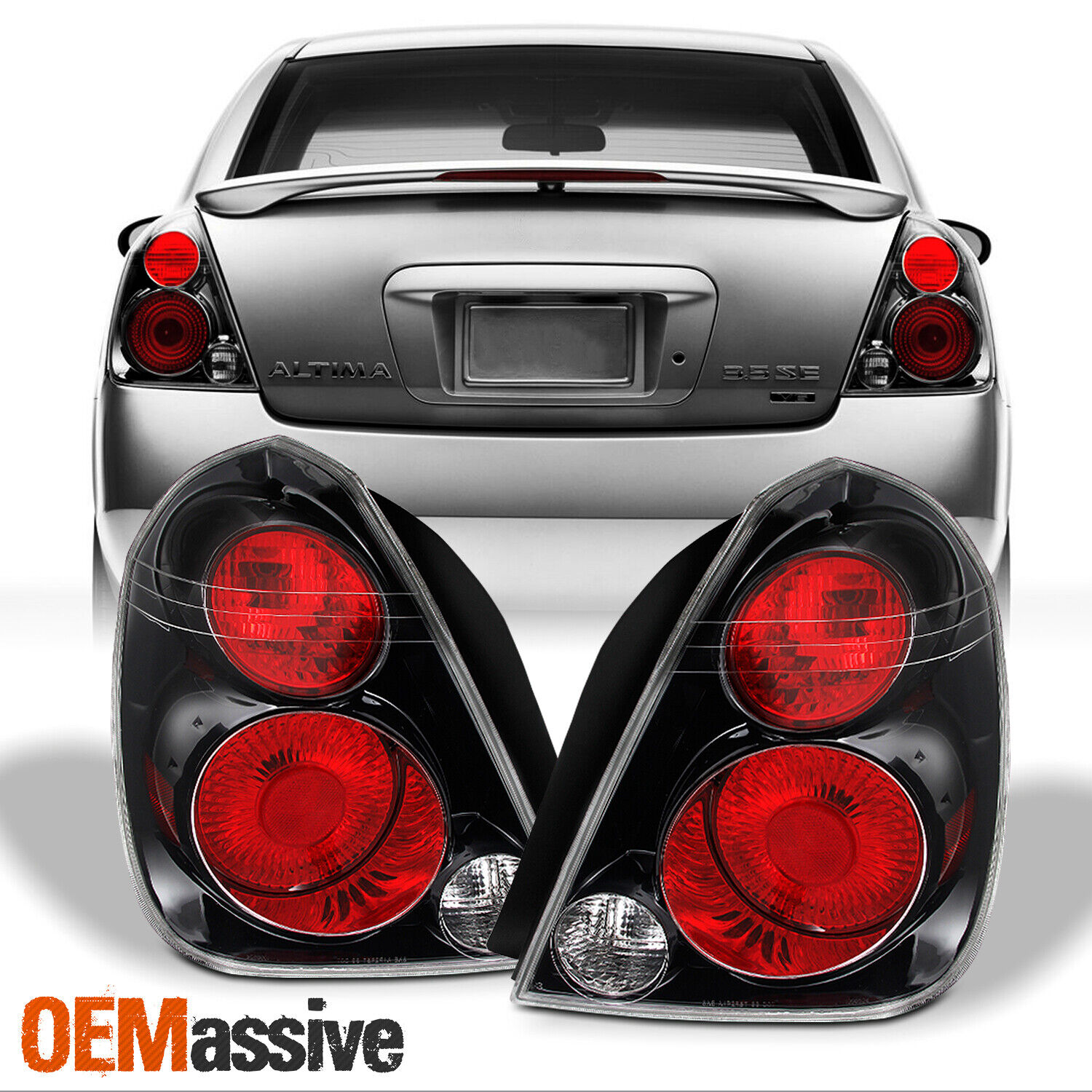 Fits 02-06 Altima SE-R Style *Hyper Black* Tail Lights Brake Lamps Replacement