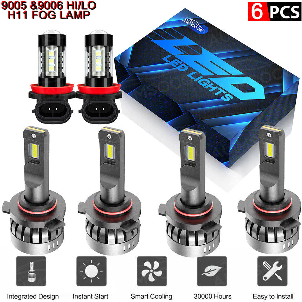 For Nissan Armada 2011-2015 6x LED Headlight Bulbs Kit High/Low Beam + Fog Light
