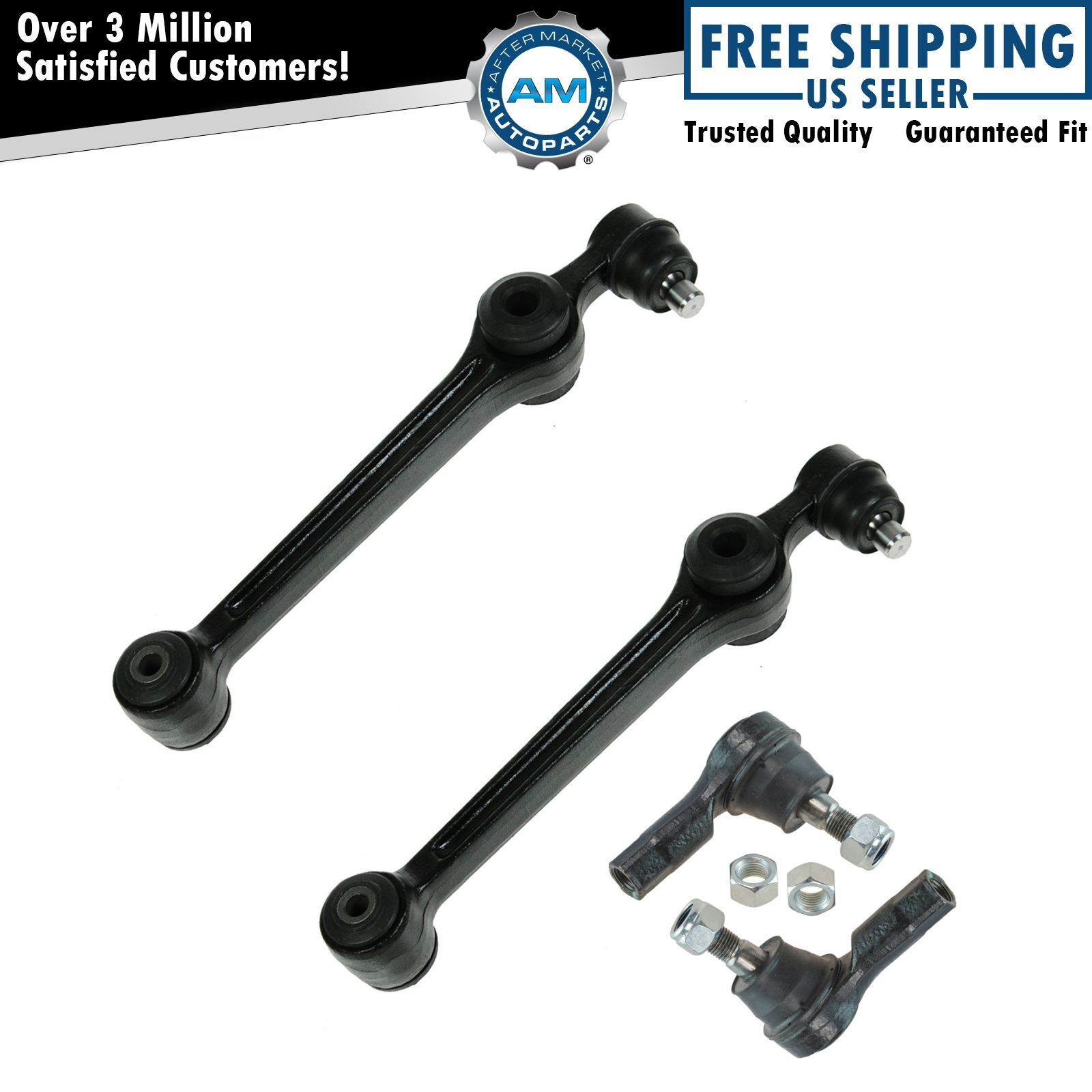 4 Piece Front Lower Control Arms Ball Joints Outer Tie Rods Kit for Ford Aspire