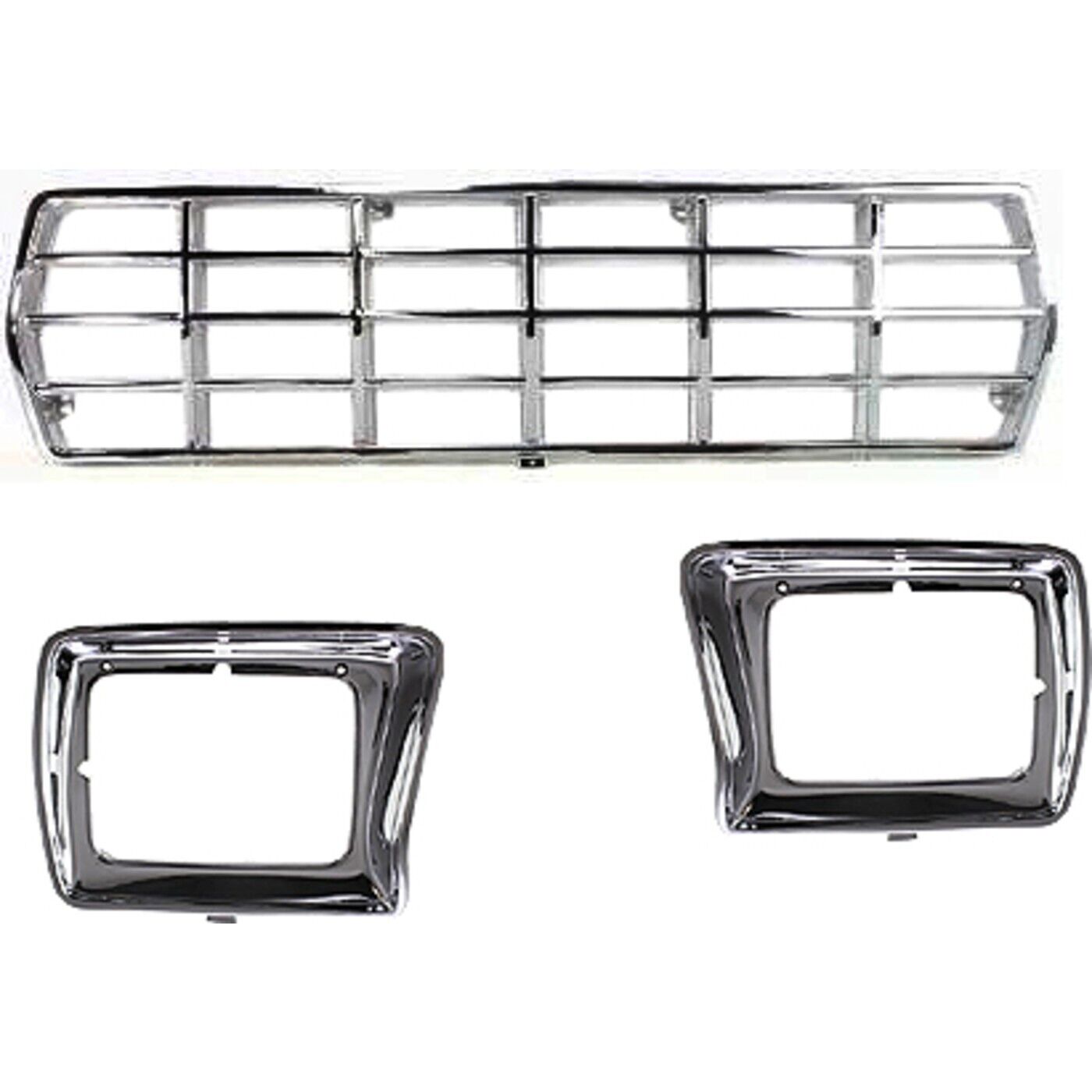 Grille Headlight Door Kit For 1978-79 Ford F-150 Bronco Chrome Shell and Insert