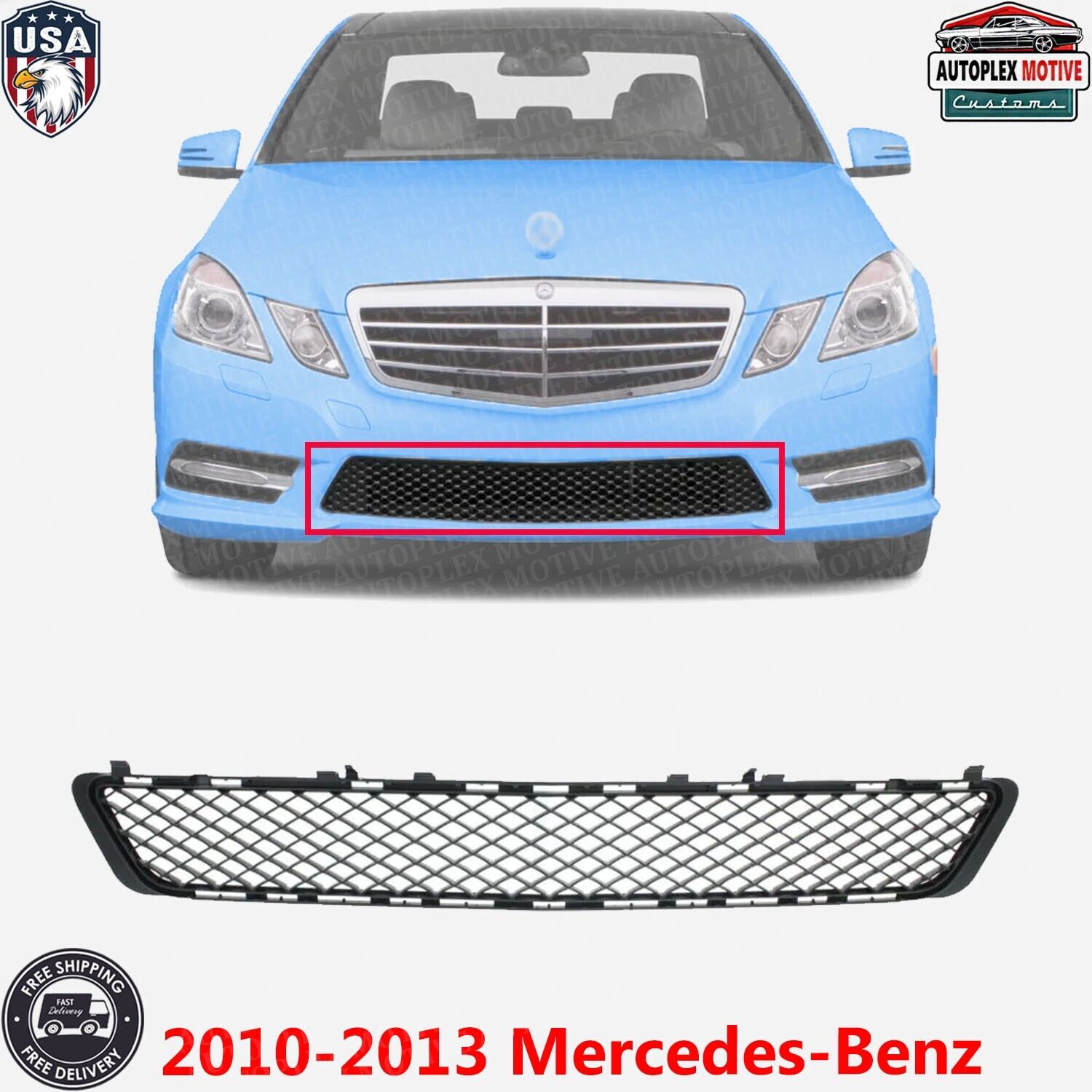 Front Bumper Lower Grille Textured Black Plastic For 2012-13 Mercedes Benz E300