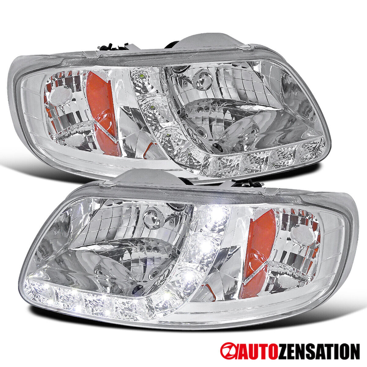 For 97-03 Ford F150 97-02 Expedition 1PC Style Headlights+LED Strip Left+Right