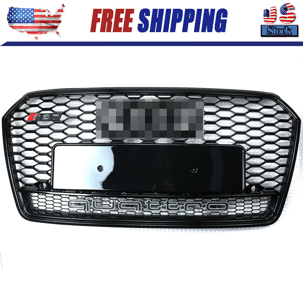 For Audi A7 S7 RS7 Style 2016-2018 Front Honeycomb Mesh Grill Grille W/ Quattro