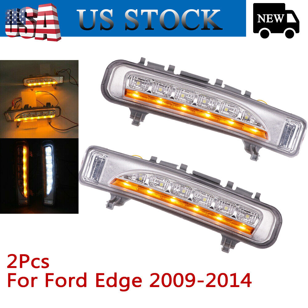 For Ford Edge 2009-2014 DRL Daytime Running Light White LED Fog Lamp Cover