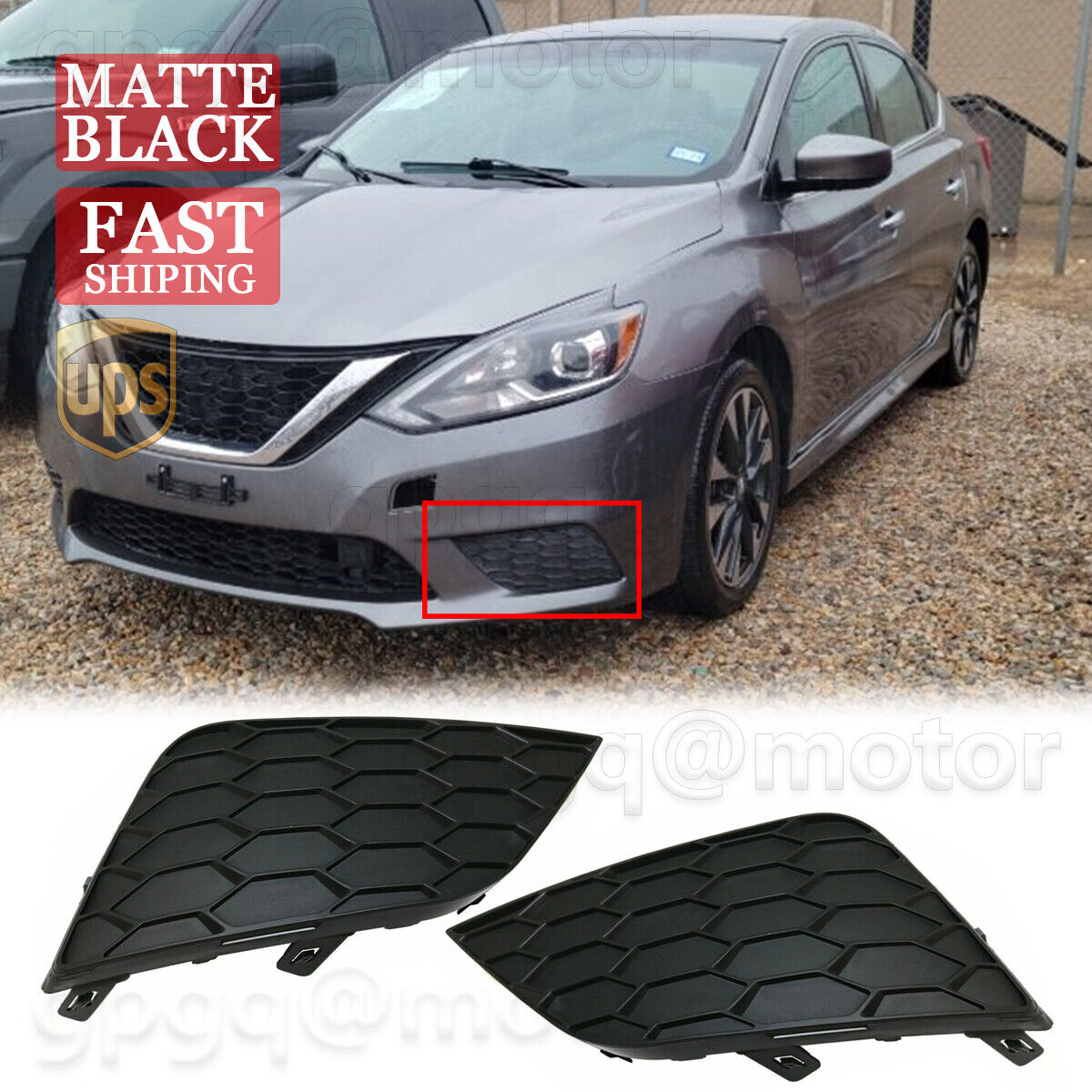 Fit For Nissan Sentra 2016-2019 Left+Right Front Bumper Insert Fog Light Cover
