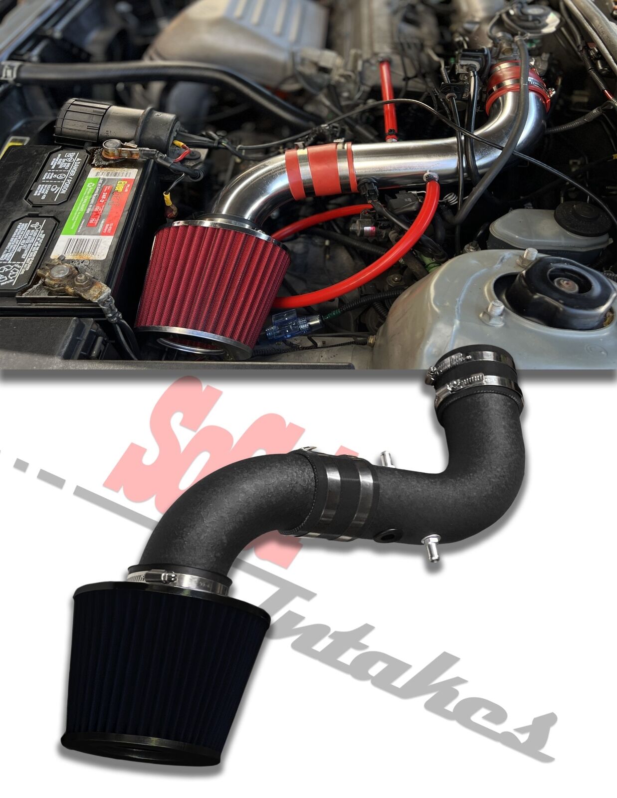 COATED BLACK Air Intake Kit and Filter For 1998-2001 Toyota Camry Solara 2.2L