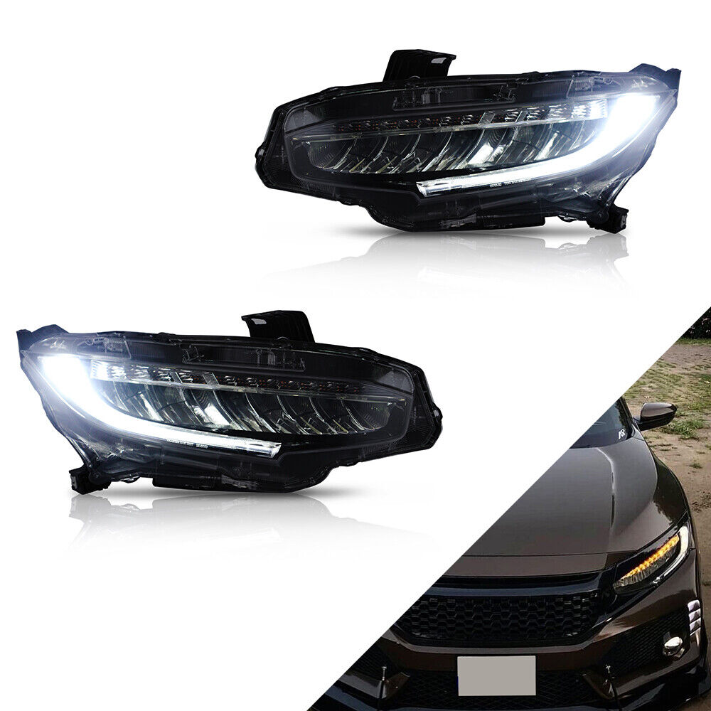 VLAND 2016-2021 For Honda Civic 10th Headlight Front Lamps all LED Pair Modified