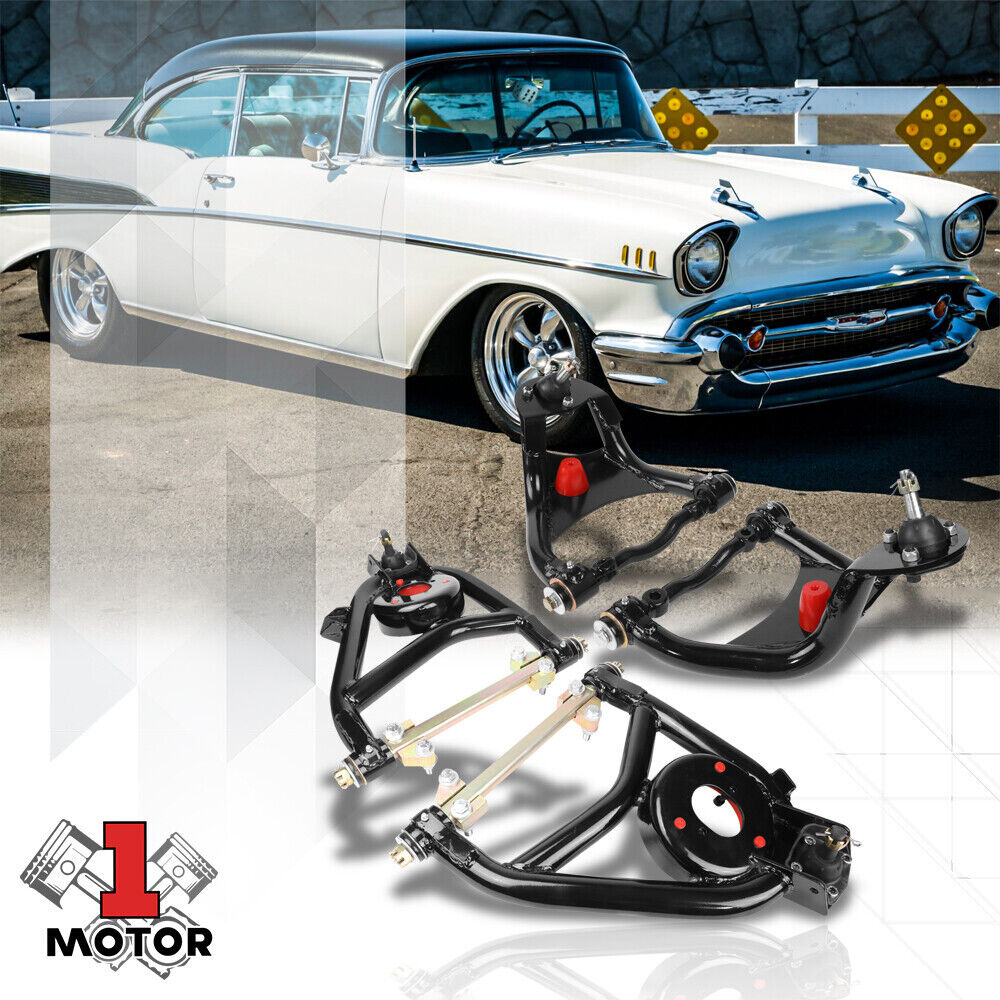 Pair of Front Lower+Upper Control Arms for 55-57 Chevy One-Fifty/Two-Ten Series