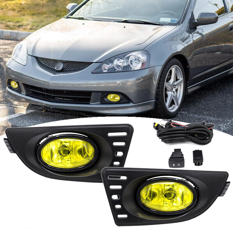 For 2005 2006 2007 Acura RSX Yellow Lens Pair Bumper Fog Light Lamp w/wiring