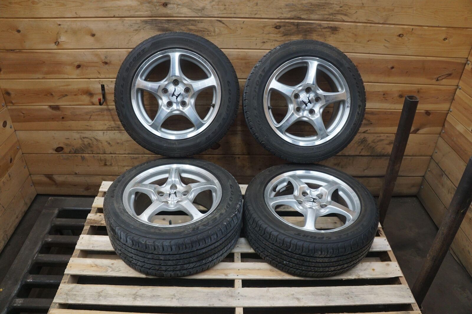 Set Staggered 5-Spoke Wheel Rim Tire 16x6.5 16x7.5 ET55 OEM Honda S2000 2000-03