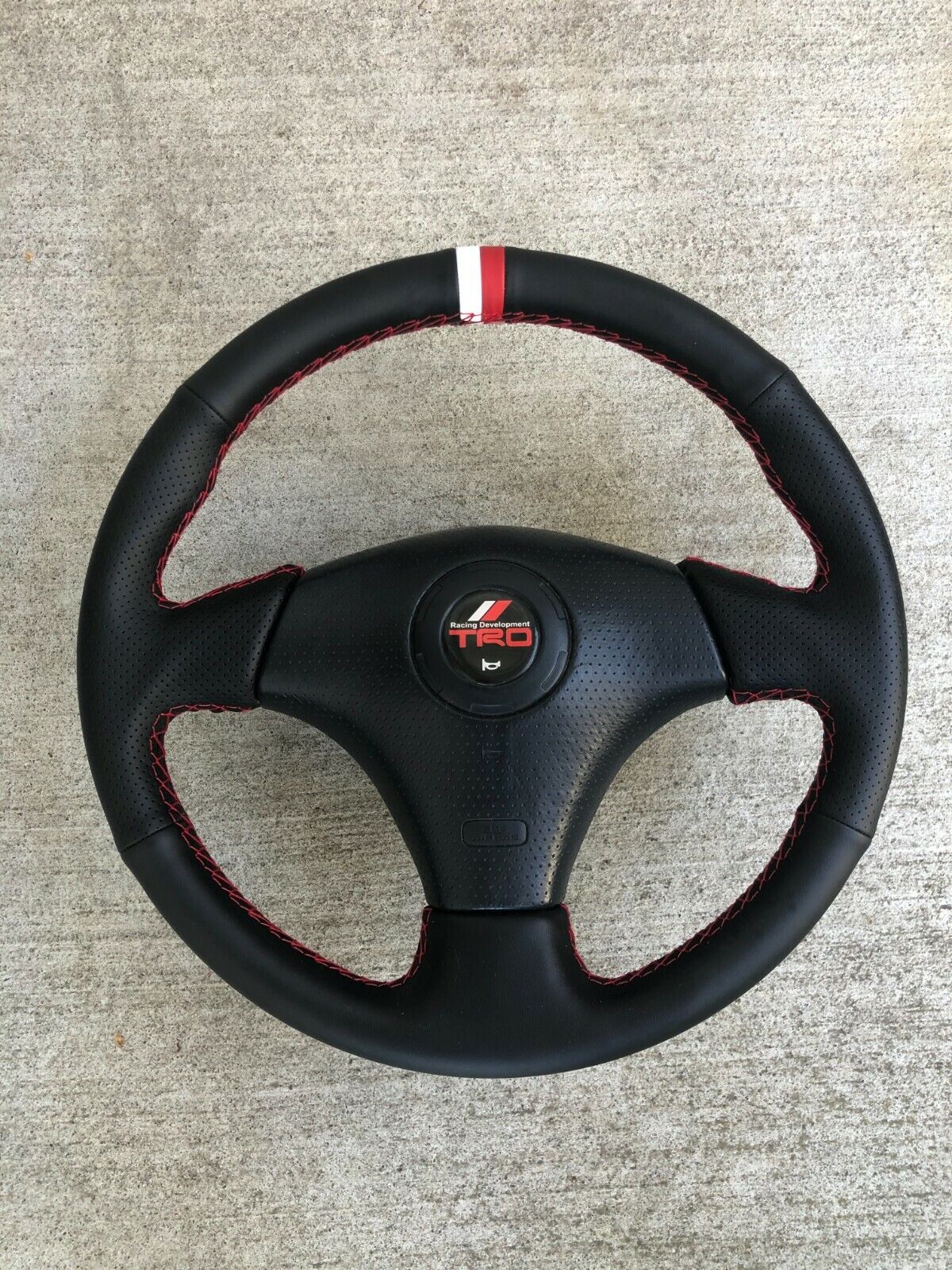 Toyota TRD 3 Spoke Steering Wheel 2 Tone Red White Suede Racing Stripe Supra Mr2