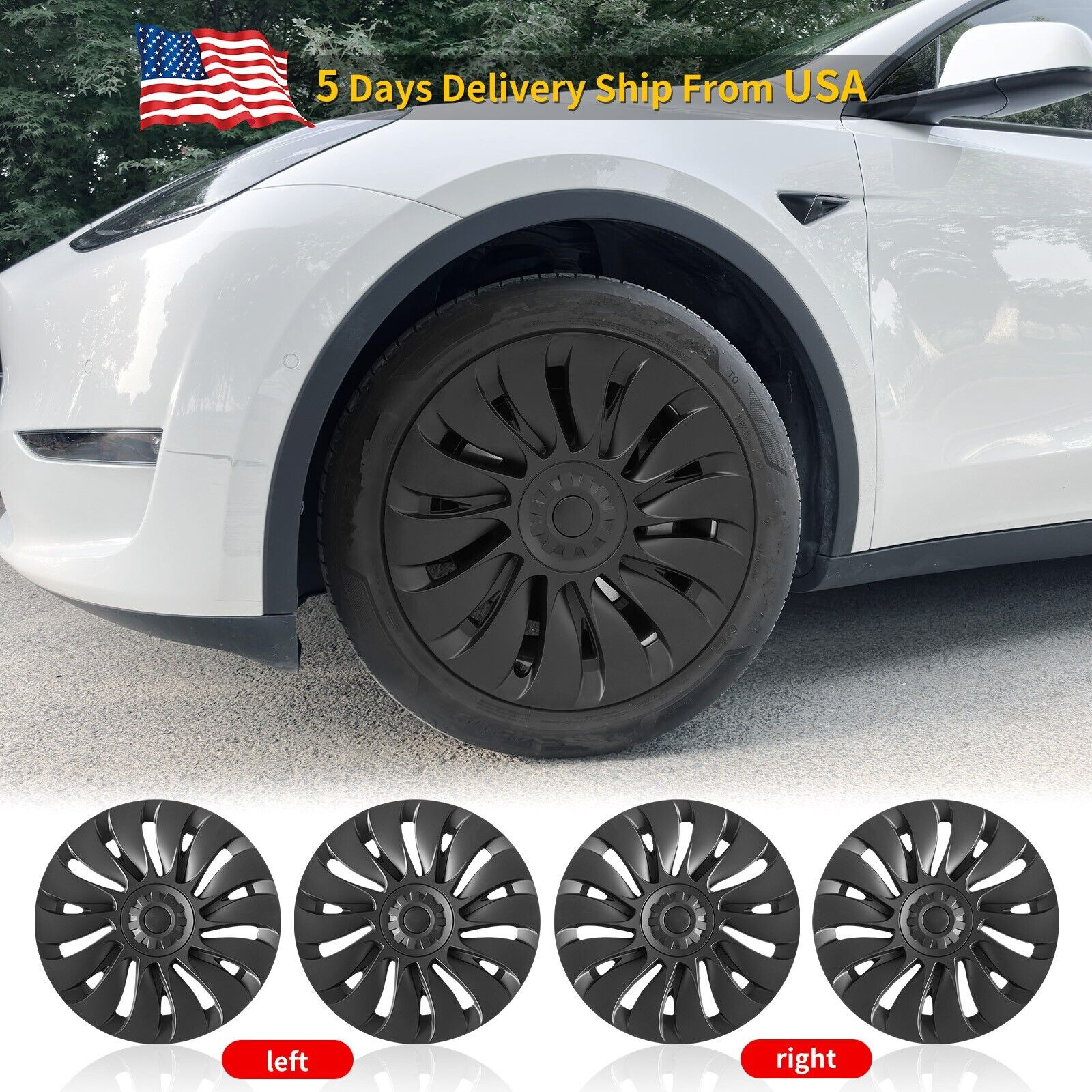 4PCS Hubcap for Tesla Model Y 2020-23 Storm Wheel Rim Cover 19inch Turbine Style