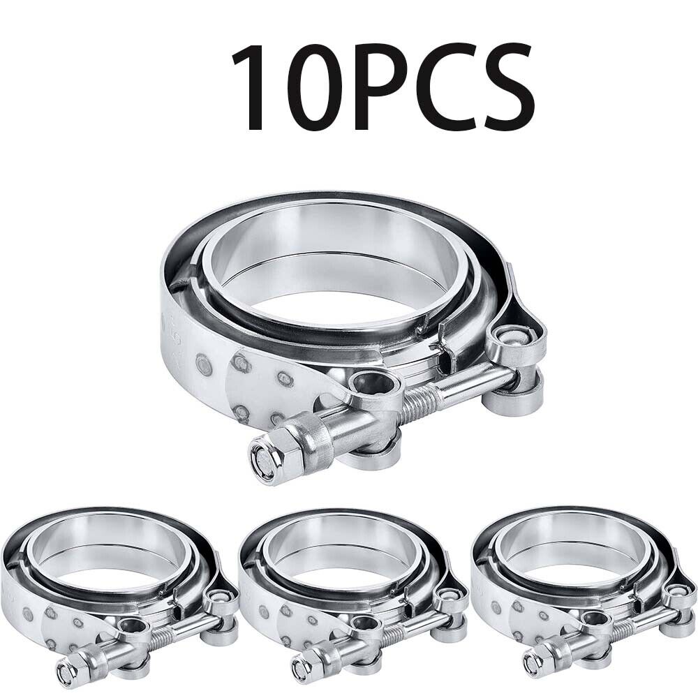10X3'' Exhaust Pipe V-Band Clamp 304 Stainless Steel + Male & Female Flanges