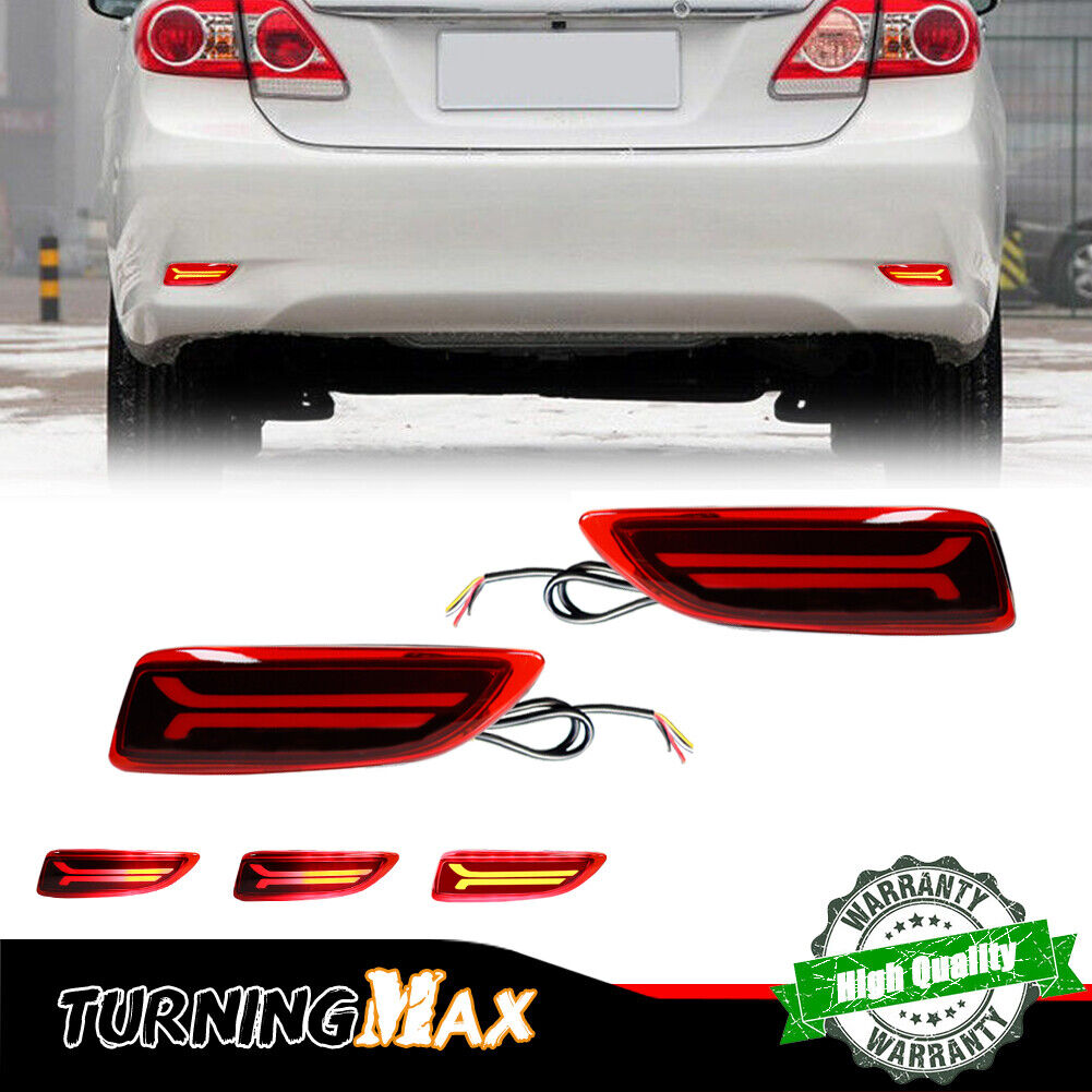 Red LED Rear Reflector Tail Signal Lights For 11-13 Toyota Corolla Lexus CT200h
