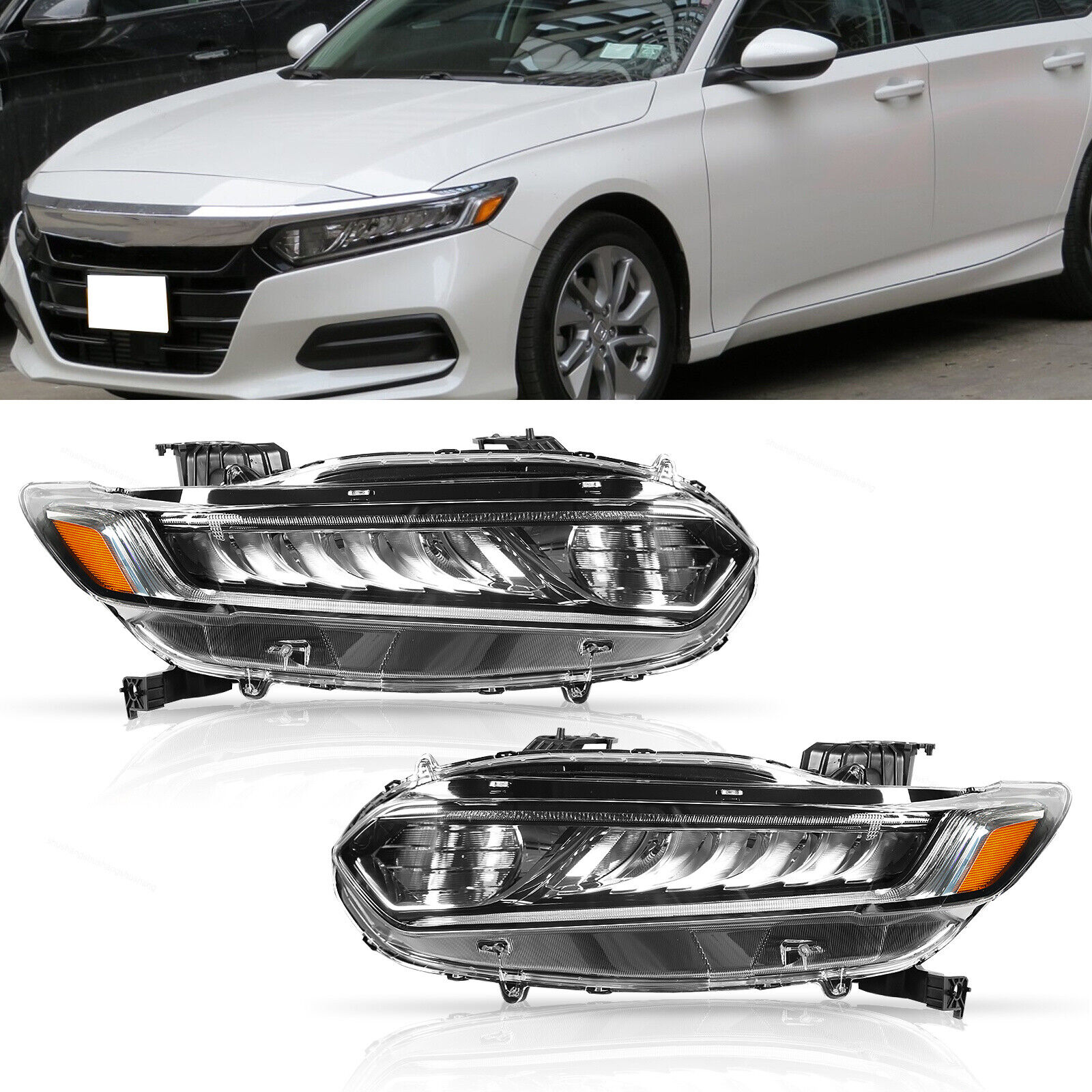 Fit For 2018-2020 Honda Accord LED DRL Headlight Assembly Left+Right Side