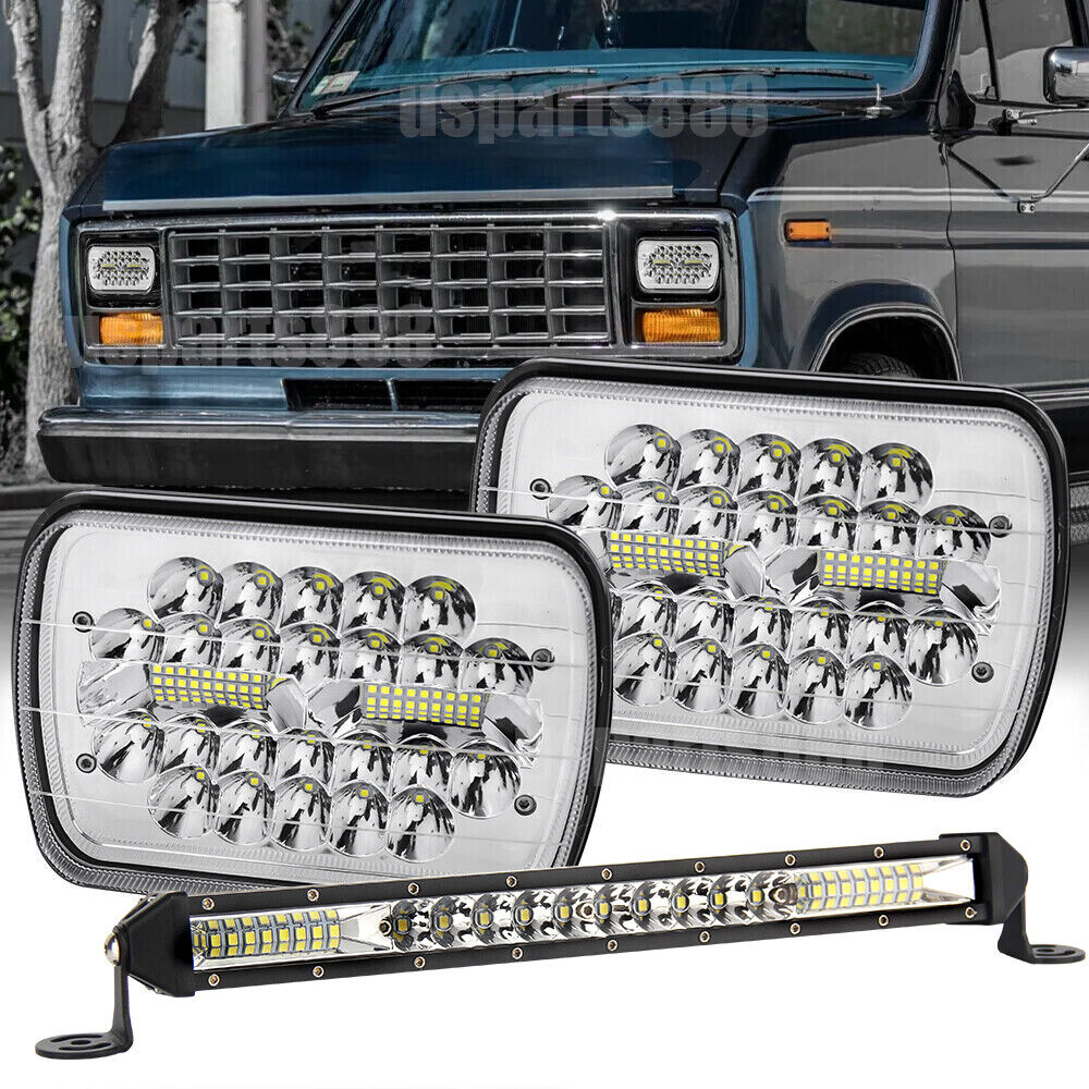 2x 5x7''7x6'' LED Headlights +10'' Light Bar Fit Ford E-150 E-250 2003-2014 Van