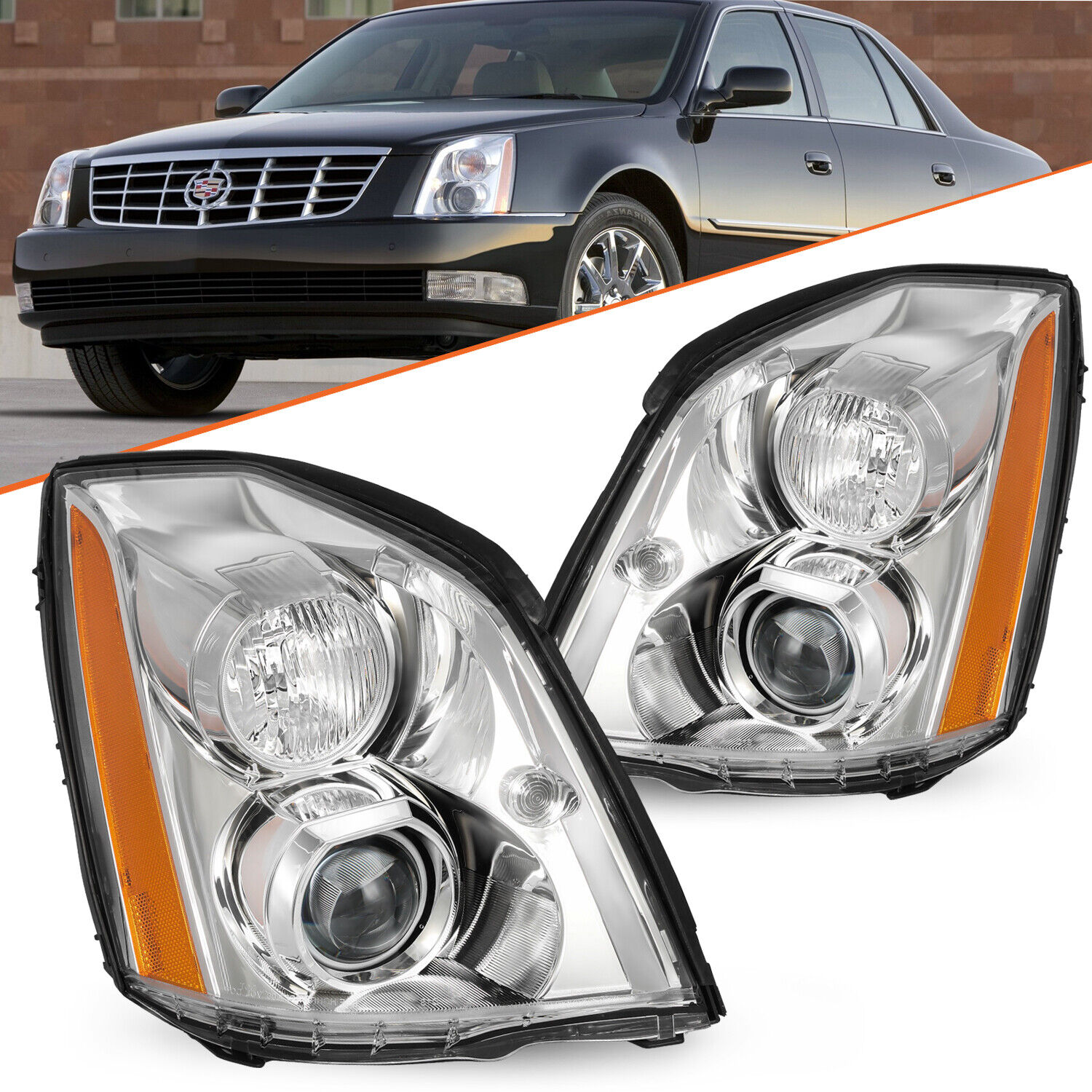 HID/Xenon OE Style Projector Headlight For 2006-2011 Cadillac DTS Left+Right