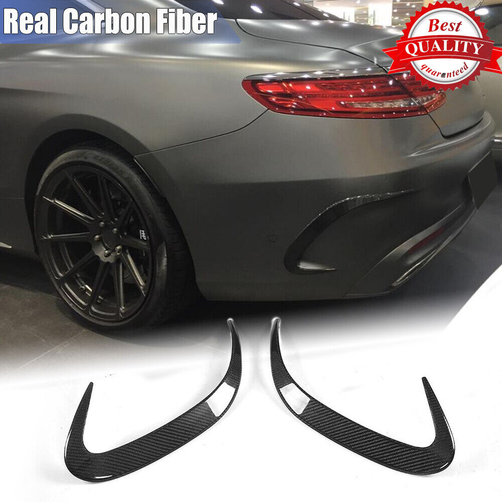 For Benz S-Class C217 S500 S63 S65 AMG 14-18 Real Carbon Rear Bumper Canard Fins