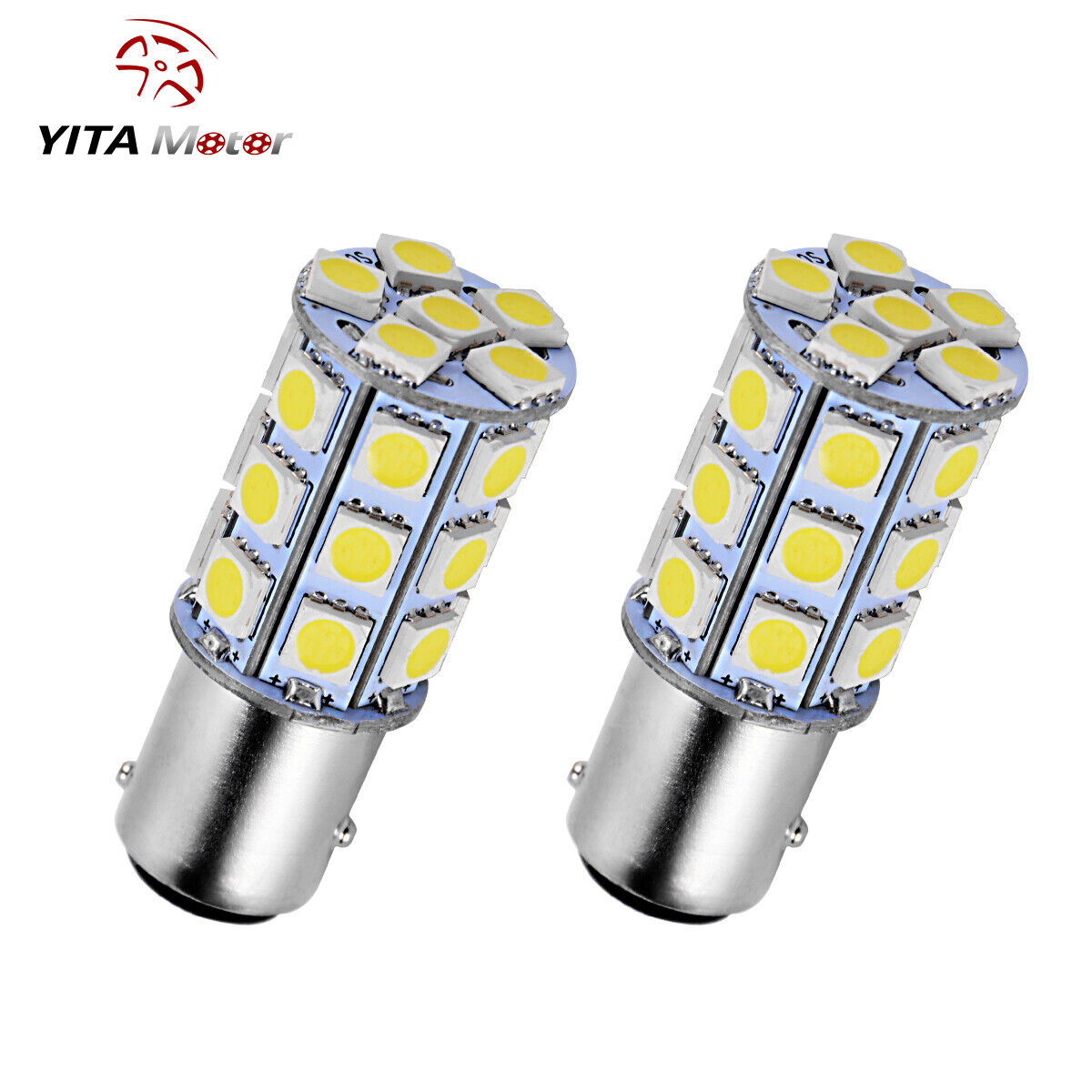 YITAMOTOR 2x White 1157 5050 27SMD Tail Brake Stop Backup Reverse LED Light Bulb