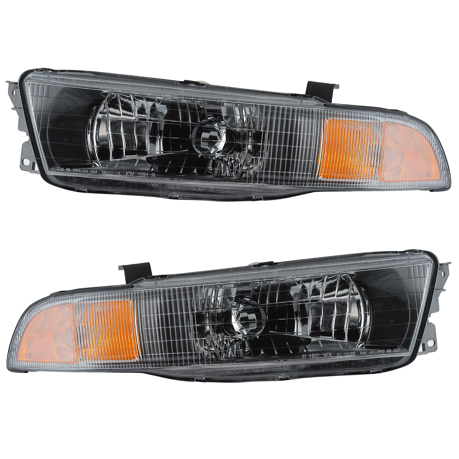 Headlights Front Lamps Pair Set for 02-03 Mitsubishi Galant Left & Right