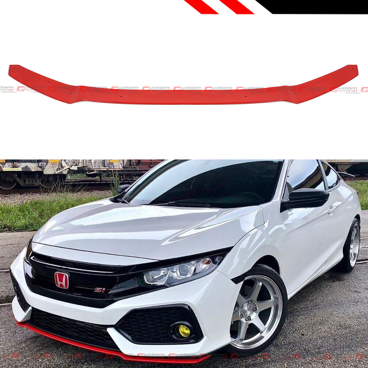 FOR 17-21 CIVIC HATCHBACK & Si RED HFP STYLE FRONT BUMPER LIP UNDERBODY SPOILER