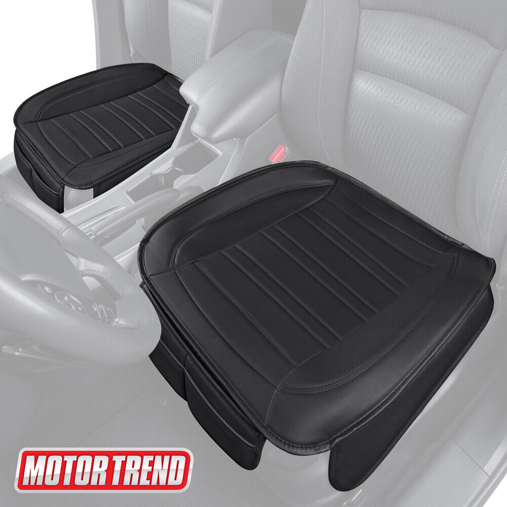 Motor Trend Universal Car Front Seat Cushion, Black Faux Leather (2-Pack)