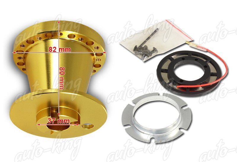 6-HOLE GOLD ALUMINUM STEERING WHEEL HUB ADAPTER FIT 83-88 MITS. STARION/CORDIA