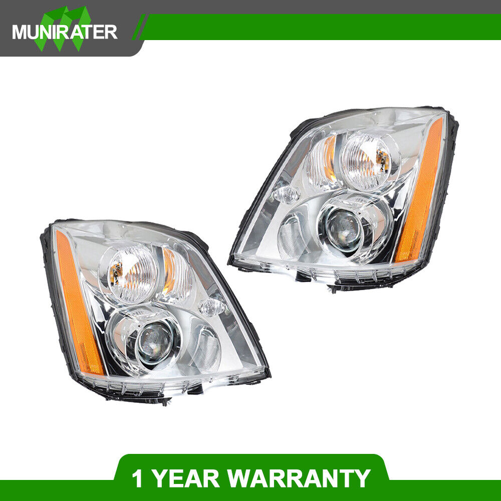 Headlights Right+Left Side For 2006-2011 Cadillac DTS HID/Xenon Chrome Housing