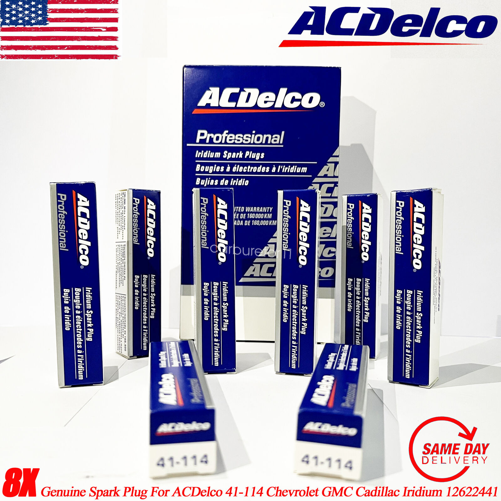 Genuine 8pc/pack Spark Plug 41-114 For ACDelco Chevrolet GMC Cadillac 12622441