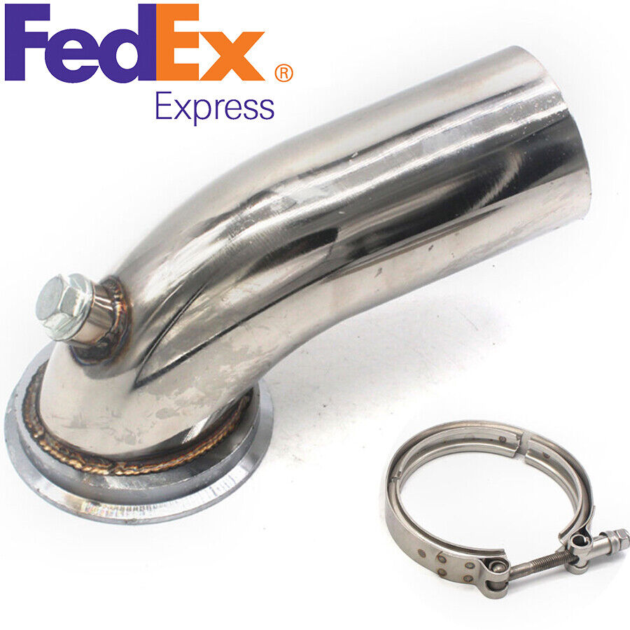 90° Stainless Downpipe Elbow Adapter w/ Clamp For Turbo HY35 HE351